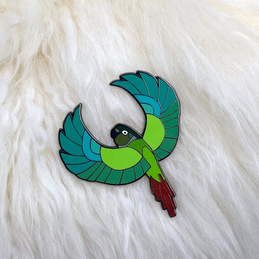 Green Cheeked Conure Hard Enamel Pin | Conure Pin | Bird Pin | Art Deco