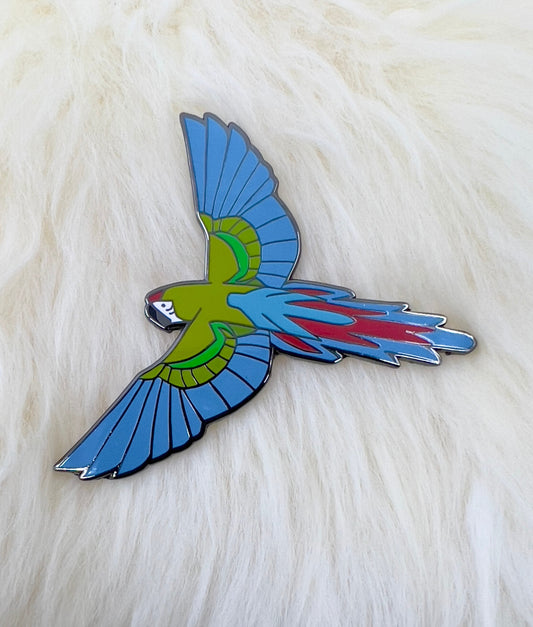 Military Macaw Hard Enamel Pin | Macaw Pin | Bird Pin | Art Deco