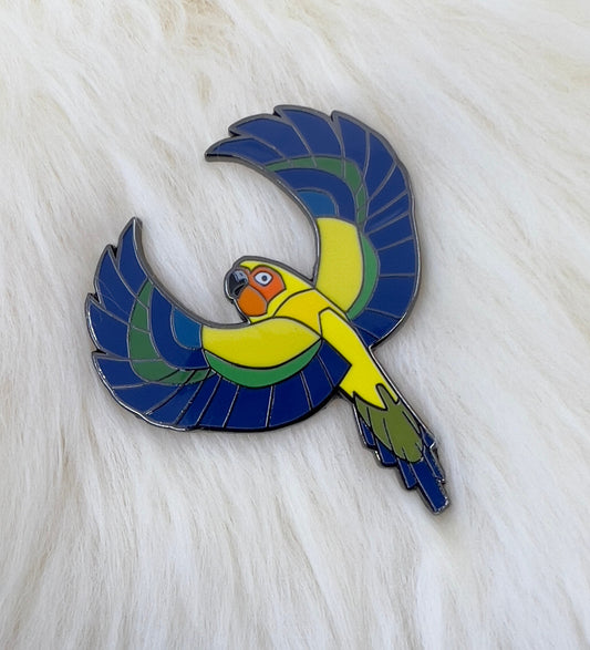 Sun Conure Hard Enamel Pin | Sun Conure Pin | Bird Pin | Art Deco