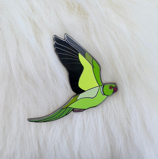 Indian Ringneck Parakeet Hard Enamel Pin | Bird Pin | Art Deco