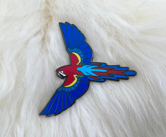 Scarlet Macaw Hard Enamel Pin | Art Deco |