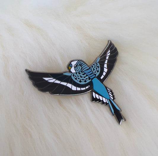 Blue Parakeet Pin | Budgerigar Pin | Budgie Pin | Bird Pin | Art Deco