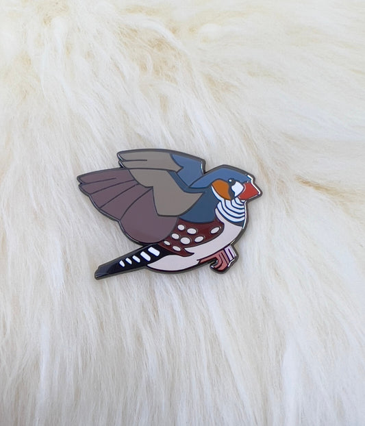 Zebra Finch Hard Enamel Pin | Finch Pin | Bird Pin | Art Deco