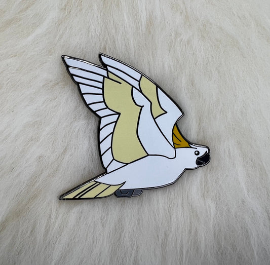 Sulphur Crested Cockatoo Hard Enamel Pin | Cockatoo Pin | Bird Pin | Art Deco