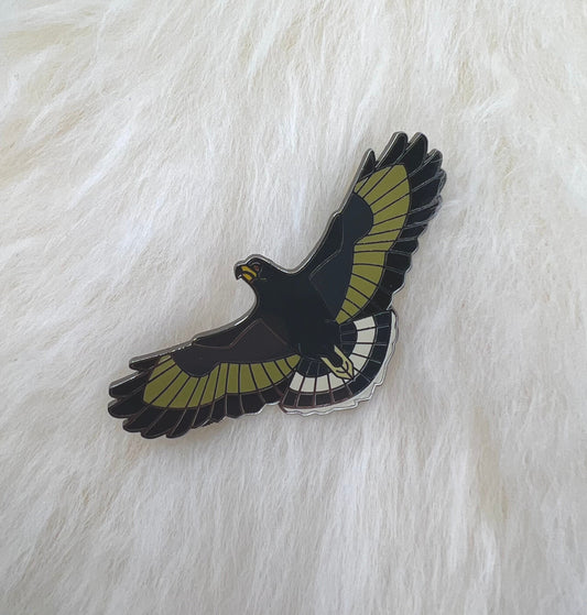 Common Black Hawk Hard Enamel Pin | Hawk Pin | Bird Pin | Art Deco