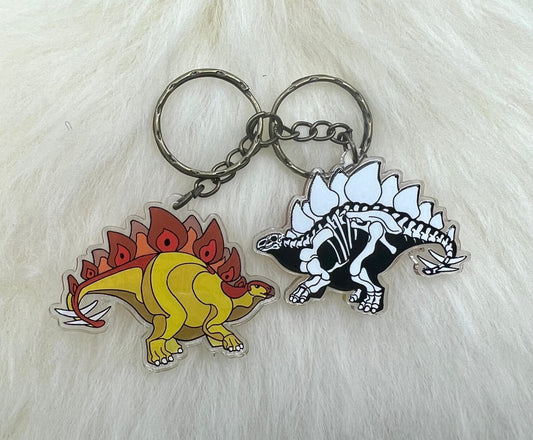 Stegosaurus Keychain | Dinosaur Keychain | Fossil Keychain | Double Sided