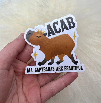 ACAB All Capybaras Are Beautiful Vinyl Sticker | Capybara Sticker | FREE SHIPPING |