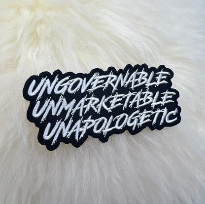 Ungovernable Unmarketable Unapologetic Patch | Iron-On | Punk Patch | FREE SHIPPING